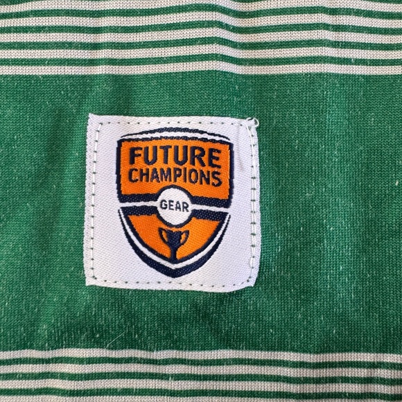 18 GREENS NWT Future Champion Gear Green Striped Polo Performance Cotton L 12-14 - Picture 3 of 6